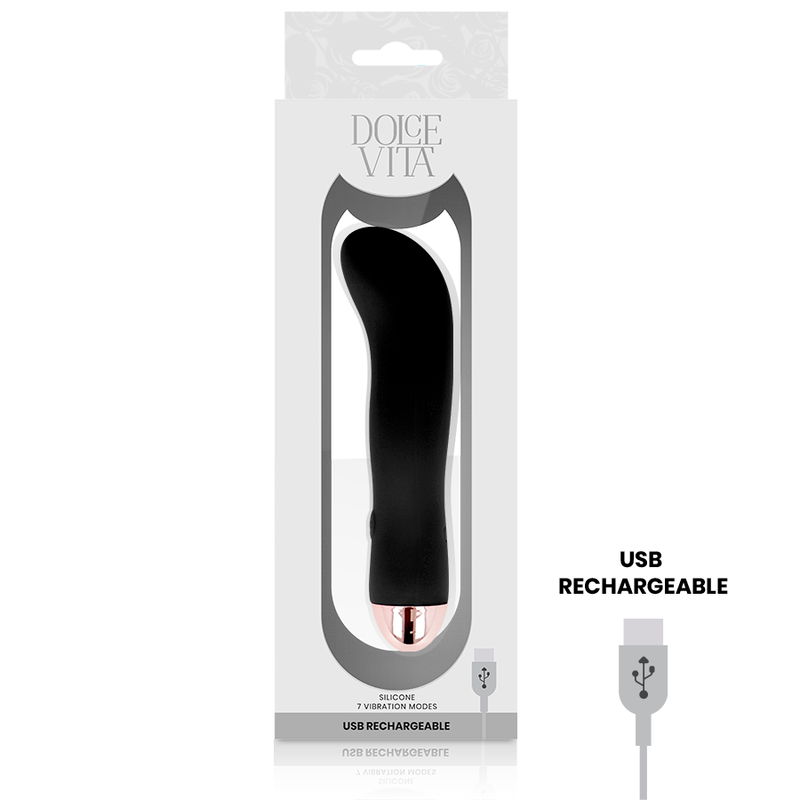 DOLCE VITA - VIBRADOR RECARGABLE DOS NEGRO 7 VELOCIDADES