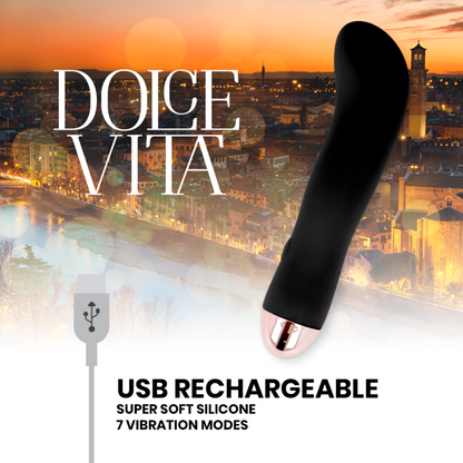 DOLCE VITA - VIBRADOR RECARGABLE DOS NEGRO 7 VELOCIDADES