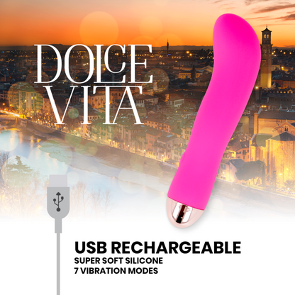 DOLCE VITA - VIBRADOR RECARGABLE DOS COLORES ROSA 7 VELOCIDADES