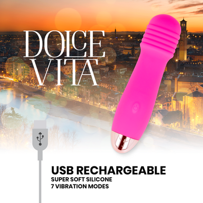 DOLCE VITA - VIBRADOR RECARGABLE TRES ROSA 7 VELOCIDADES