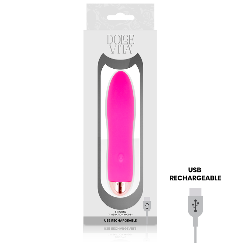 DOLCE VITA - VIBRADOR RECARGABLE CUATRO ROSA 7 VELOCIDADES