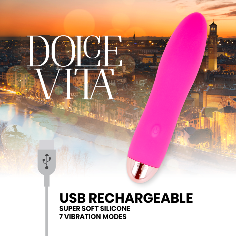 DOLCE VITA - VIBRADOR RECARGABLE CUATRO ROSA 7 VELOCIDADES