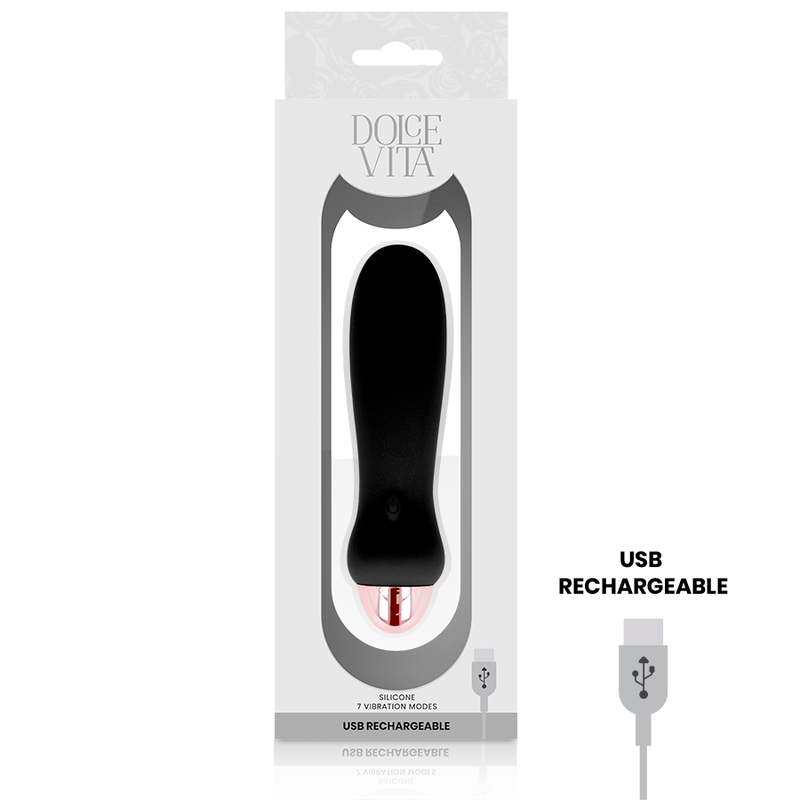 DOLCE VITA - RECHARGEABLE VIBRATOR FIVE BLACK 7 SPEEDS