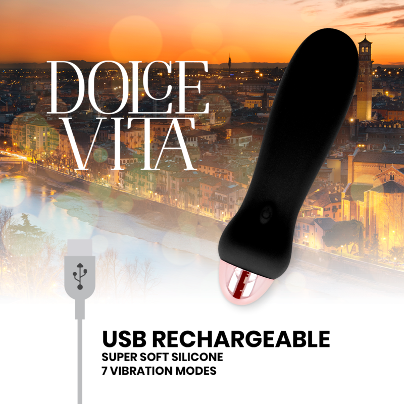 DOLCE VITA - RECHARGEABLE VIBRATOR FIVE BLACK 7 SPEEDS