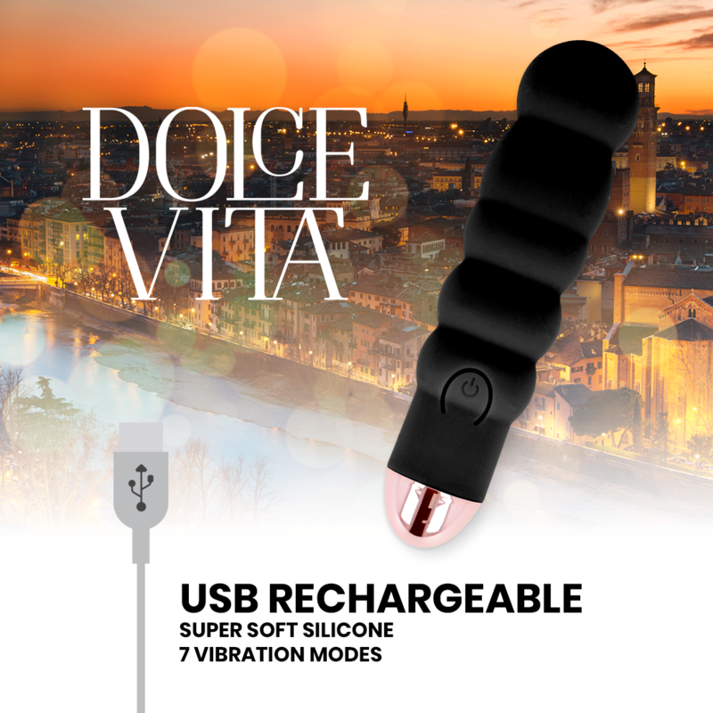 DOLCE VITA - VIBRADOR RECARGABLE SIX NEGRO 7 VELOCIDADES