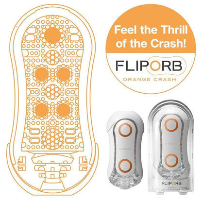 TENGA - FLIP ORB STRONG CRASH MASTURBATOR WHITE AND ORANGE