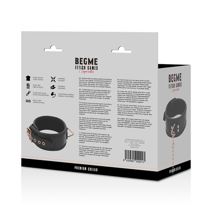 BEGME - BLACK EDITION PREMIUM VEGAN LEATHER COLLAR WITH NEOPRENE LINING