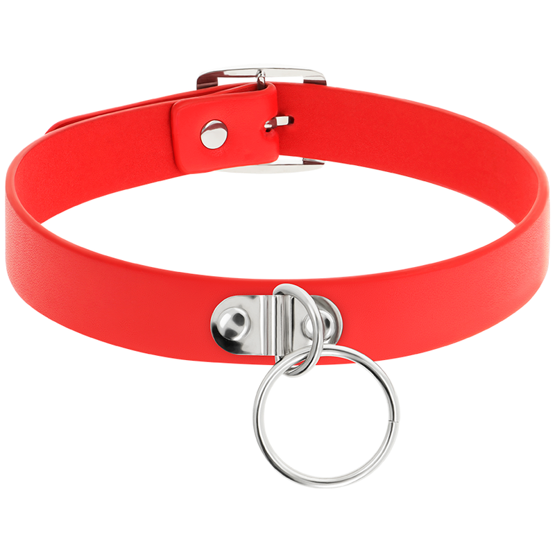 COQUETTE CHIC DESIRE - COLLAR DE CUERO VEGANO ROJO MUJER ACCESORIO FETICHE