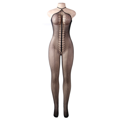 QUEEN LINGERIE - HALTER NECK BODYSTOCKING S/L