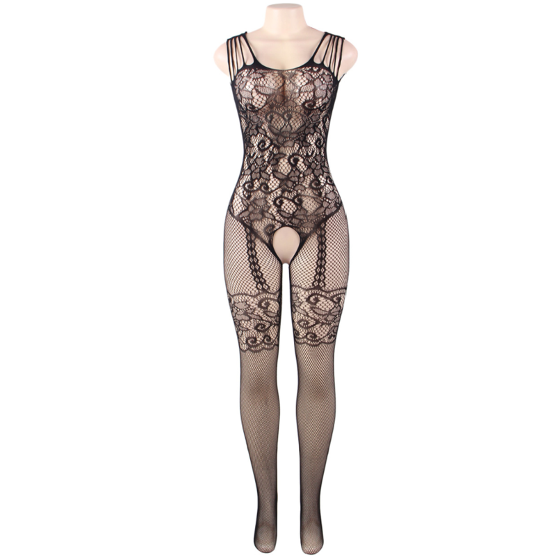 LENCERÍA QUEEN - BODYSTOCKING CON ABERTURA DE FLOR S/L