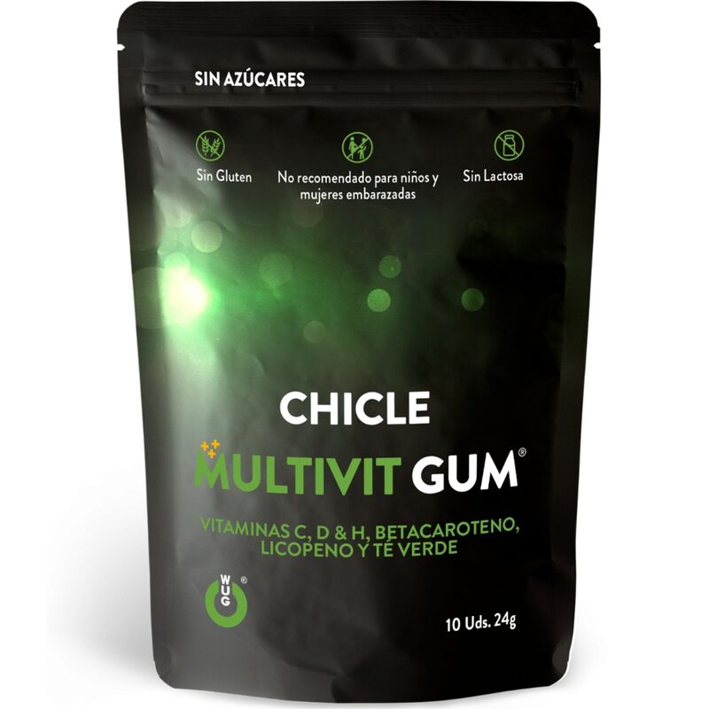 WUG GUM - MULTIVIT VITAMINA C, H, D, BETA-CAROTENO, LICOPENO Y TÉ VERDE 10 UNIDADES