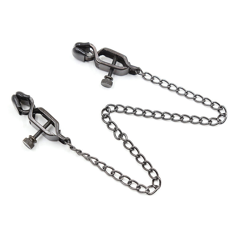 OHMAMA FETISH - METAL CLAMPS WITH BLACK CHAIN