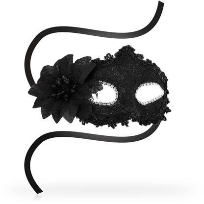 OHMAMA - MASCARILLAS ANTIZAZ ESTILO VENECIANO FLOR LATERAL - NEGRO