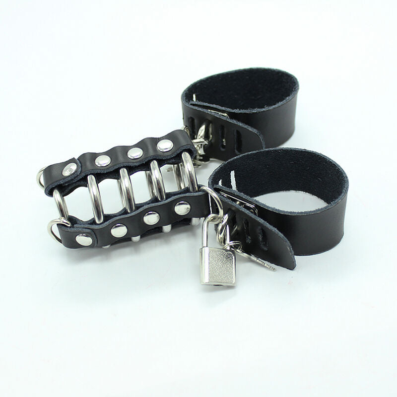 OHMAMA FETISH - JAULA PARA PENE CON ANILLOS DE METAL Y CORREAS DE CUERO