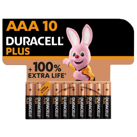 DURACELL - PLUS POWER 100 PILAS ALCALINAS AAA LR03 10 UNIDADES