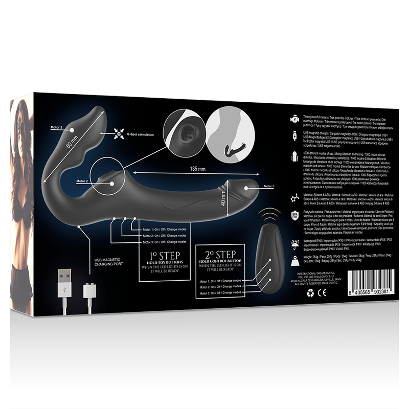 IBIZA - VIBRADOR TIRAS CONTROL REMOTO SIN BANDAS 3 MOTORES 1000 COMBINACIONES.