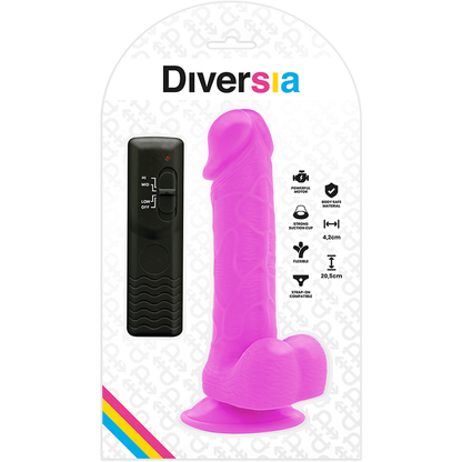 DIVERSIA - FLEXIBLE VIBRATING DILDO PURPLE 20.5 CM -O- 4.2 CM