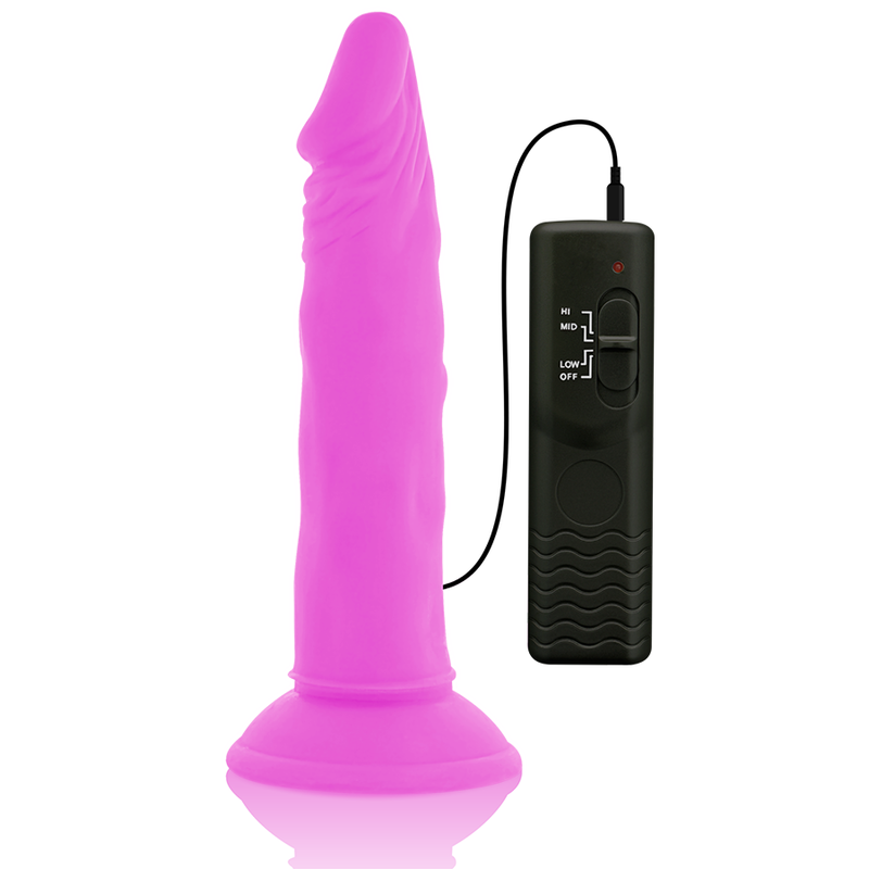 DIVERSIA - DILDO VIBRADOR FLEXIBLE MORADO 23 CM -O- 4,3 CM