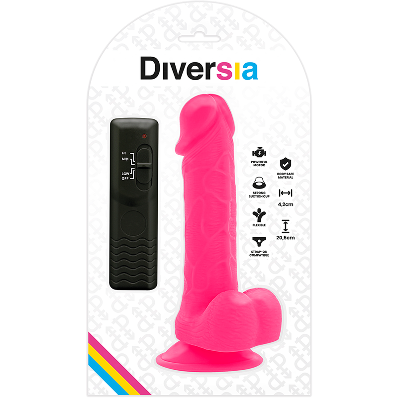 DIVERSIA - DILDO VIBRADOR FLEXIBLE ROSA 20,5 CM -O- 4,2 CM