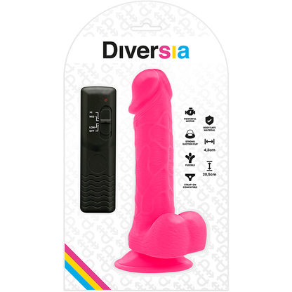 DIVERSIA - DILDO VIBRADOR FLEXIBLE ROSA 20,5 CM -O- 4,2 CM