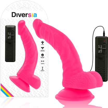 DIVERSIA - DILDO VIBRADOR FLEXIBLE ROSA 21,5 CM -O- 4,5 CM