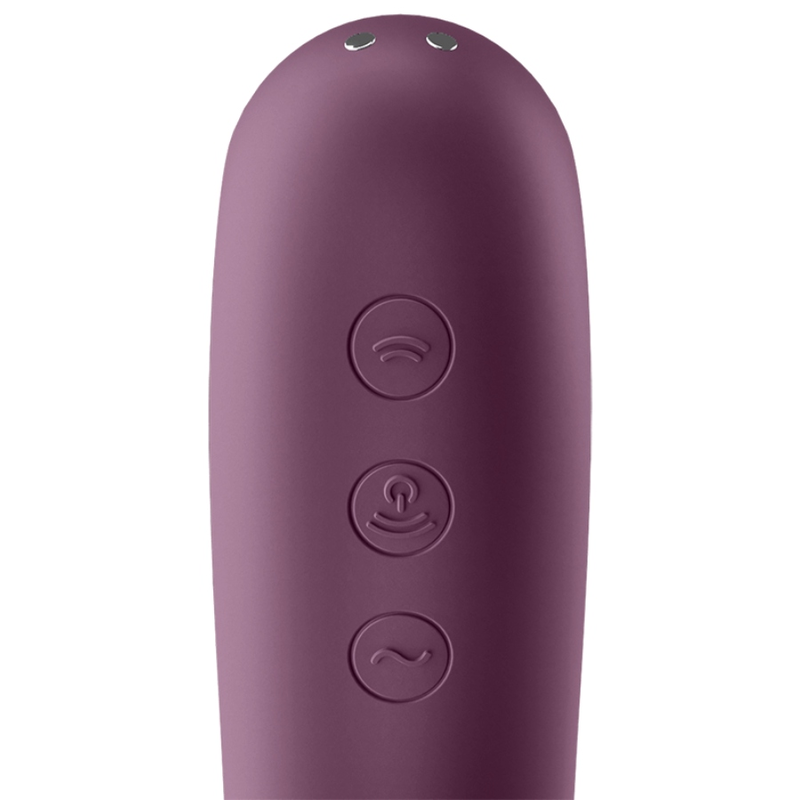 SATISFYER - VIBRADOR DUAL KISS AIR PULSE ROJO VINO