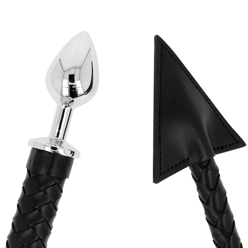 OHMAMA FETISH PLUG ANAL DE CUERO Y METAL CON COLA DE DIABLO 7 CM