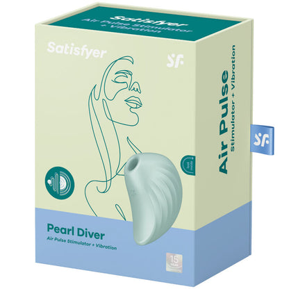 SATISFYER - ESTIMULADOR Y VIBRADOR DE PULSOS DE AIRE PEARL DIVER VERDE