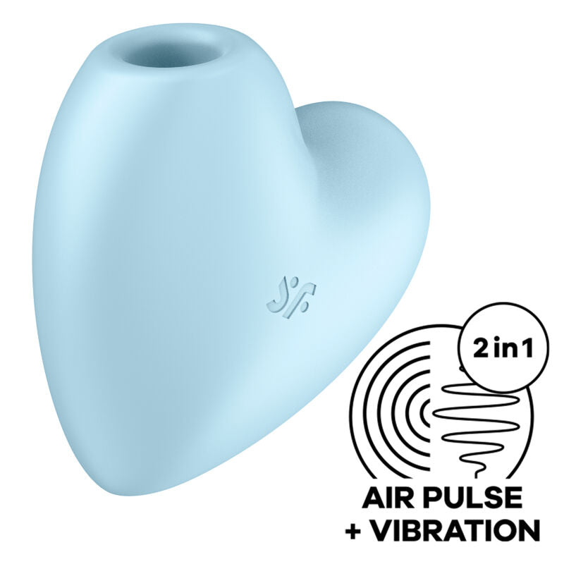 SATISFYER - ESTIMULADOR Y VIBRADOR CUTIE HEART AIR PULSE AZUL