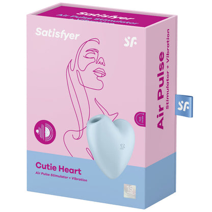 SATISFYER - ESTIMULADOR Y VIBRADOR CUTIE HEART AIR PULSE AZUL