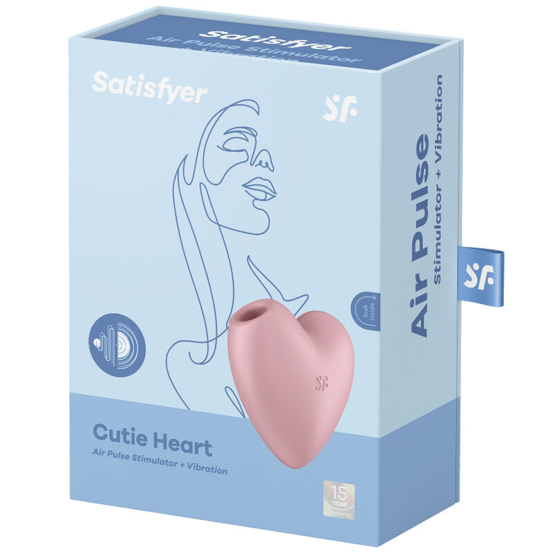 SATISFYER - ESTIMULADOR Y VIBRADOR CUTIE HEART AIR PULSE AZUL