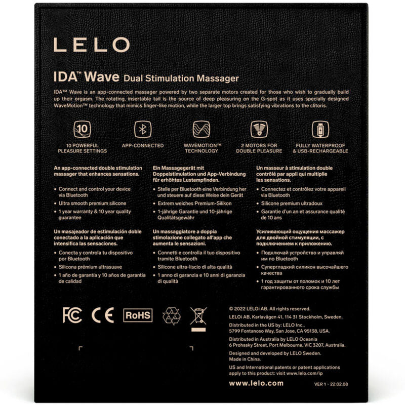 LELO - IDA WAVE MASAJEADOR PARA PAREJAS NEGRO