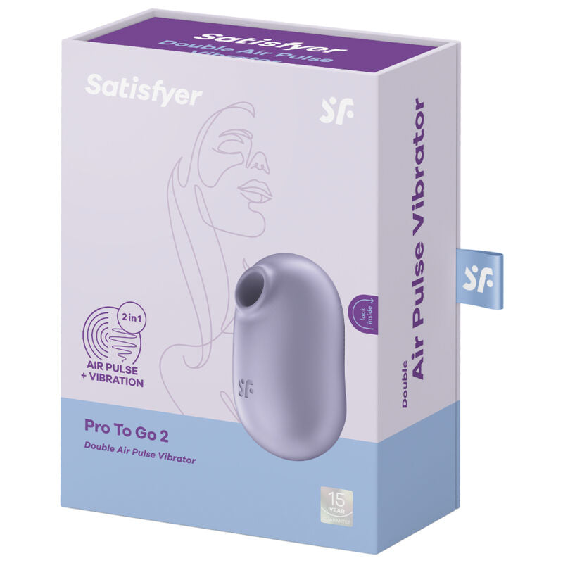 SATISFYER - PRO TO GO 2 ESTIMULADOR Y VIBRADOR DOBLE DE AIRE VIOLETA