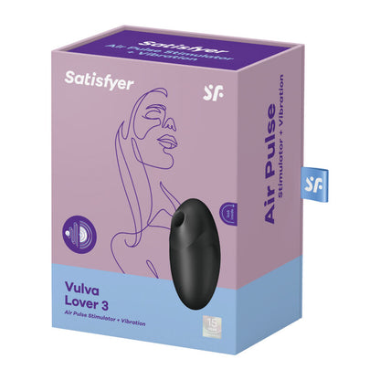 SATISFYER - ESTIMULADOR Y VIBRADOR DE 3 PULSOS DE AIRE VULVA LOVER NEGRO