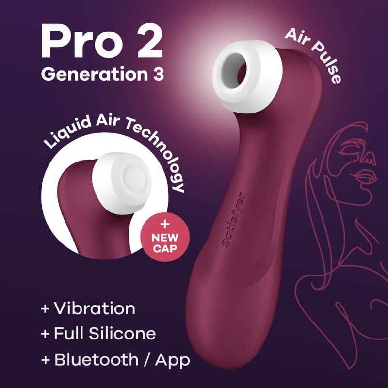 SATISFYER - PRO 2 GENERACIÓN 3 VINO ROJO BLUETOOTH Y APP