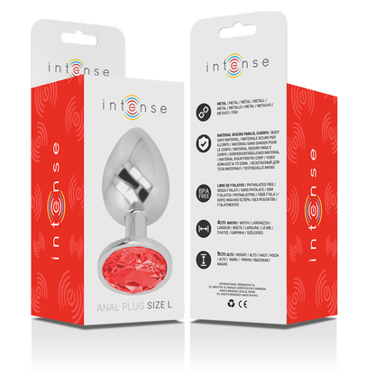 INTENSE - ALUMINUM METAL ANAL PLUG WITH RED CRYSTAL SIZE L