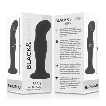 NEGRO Y PLATA - SEAN PLUG ANAL PREMIUM SILICONA NEGRO