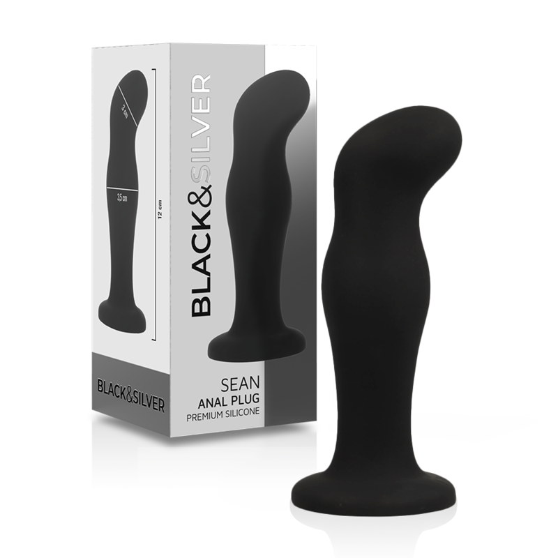 NEGRO Y PLATA - SEAN PLUG ANAL PREMIUM SILICONA NEGRO