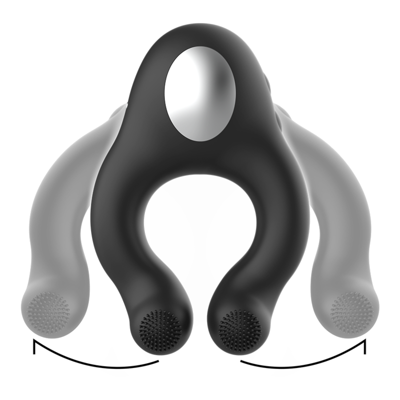 BLACK&amp;SILVER - ANILLO VIBRADOR SILICONA 3 MOTORES RECARGABLE NEGRO