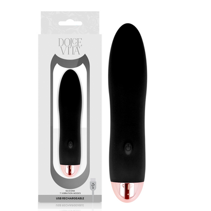 DOLCE VITA - VIBRADOR RECARGABLE CUATRO NEGRO 7 VELOCIDADES