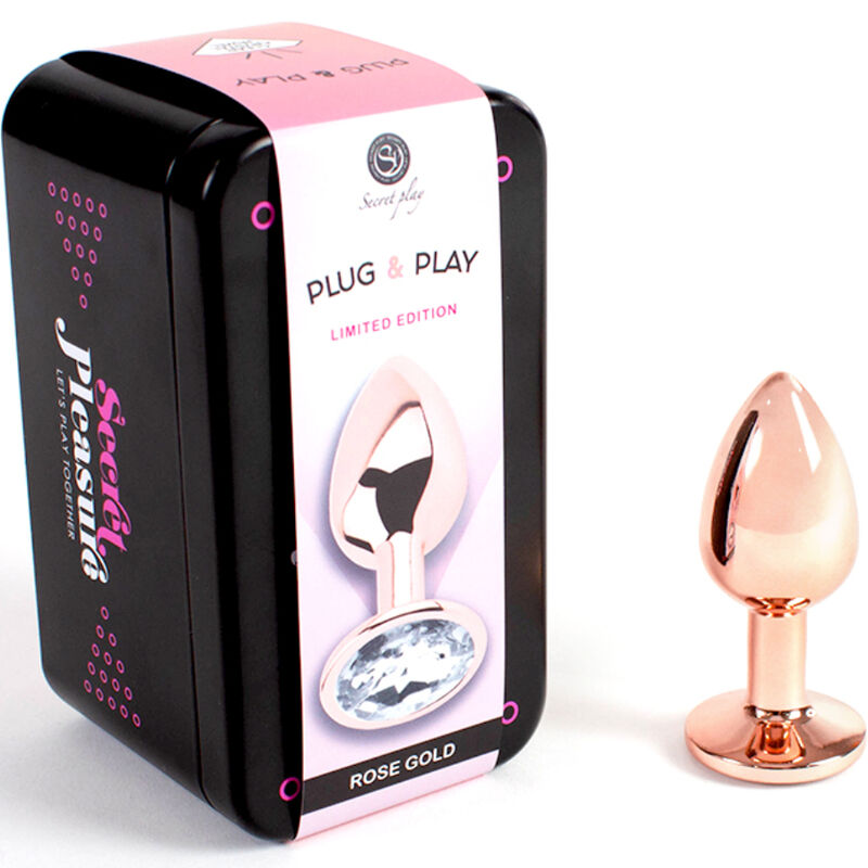 SECRETPLAY - PLUG ANAL DE METAL ORO ROSA TAMAÑO PEQUEÑO 7 CM