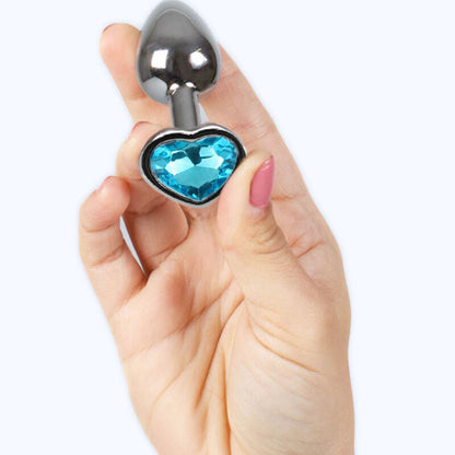 SECRETPLAY - PLUG ANAL DE METAL CORAZÓN AZUL TAMAÑO PEQUEÑO 7 CM