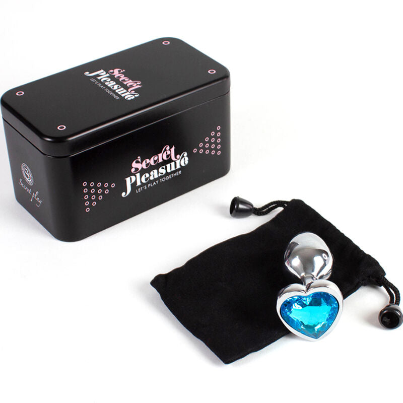 SECRETPLAY - PLUG ANAL DE METAL CORAZÓN AZUL TAMAÑO PEQUEÑO 7 CM