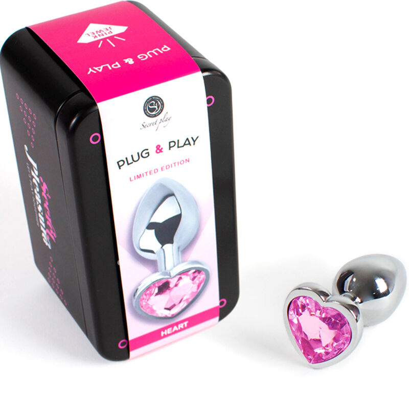 SECRETPLAY - PLUG ANAL DE METAL CORAZÓN FUCSIA TAMAÑO PEQUEÑO 7 CM