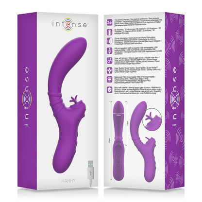 INTENSE - VIBRADOR FLEXIBLE HARRY CON LENGUA MORADA