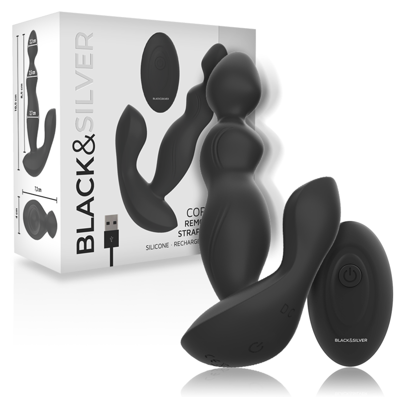 BLACK&amp;SILVER - PLUG ANAL CORA DE SILICONA CON CONTROL REMOTO