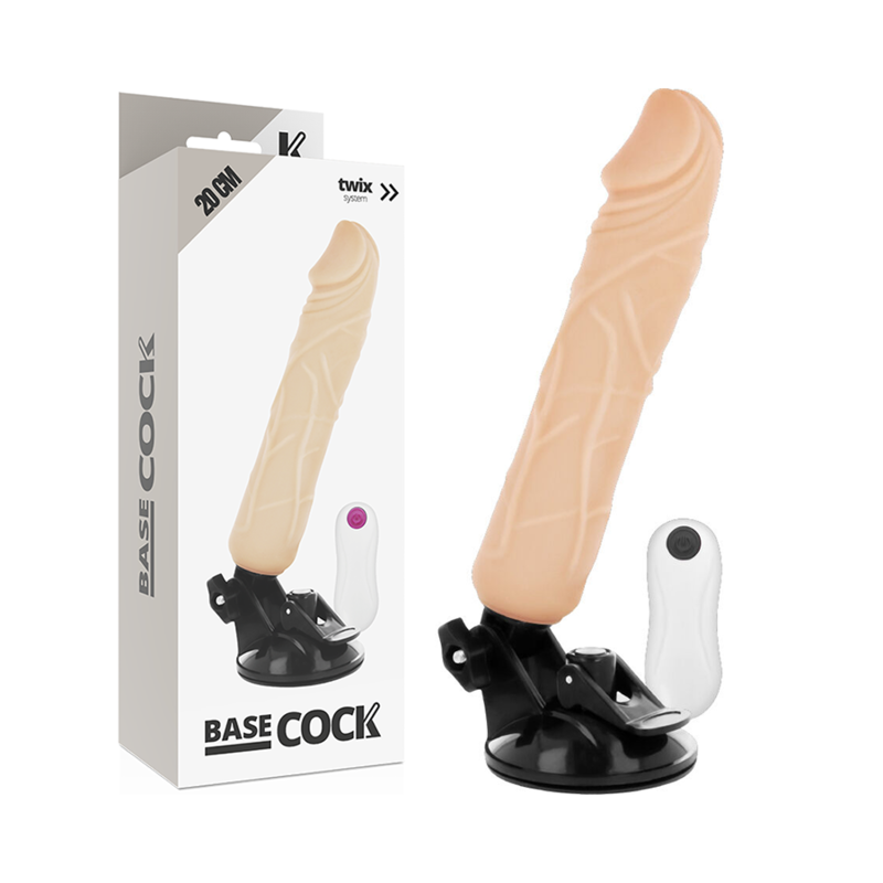 BASECOCK - VIBRADOR REALISTA CONTROL REMOTO CARNE 20 CM -O- 4 CM