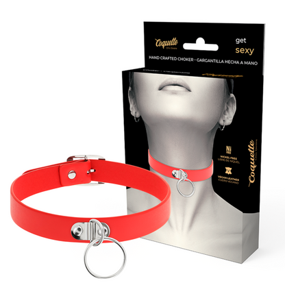 COQUETTE CHIC DESIRE - COLLAR DE CUERO VEGANO ROJO MUJER ACCESORIO FETICHE