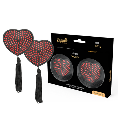 COQUETTE CHIC DESIRE - CUBREPEZONES CORAZÓN NEGRO / ROJO