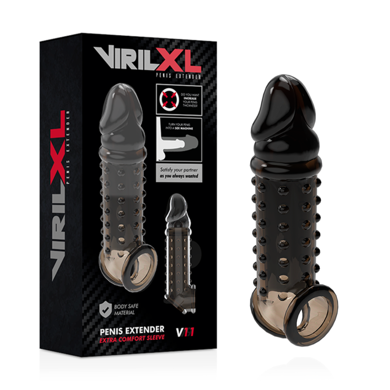 VIRILXL - EXTENSIÓN PARA PENE Y FUNDA V11 NEGRA